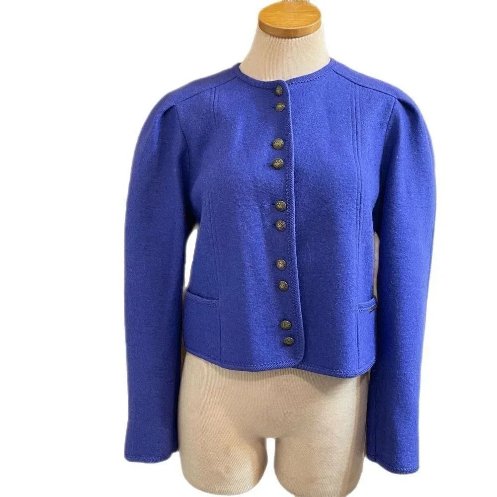 Giesswein Austria Purple Boiled Wool VTG Sweater Cardigan Jacket Size 38 US 8